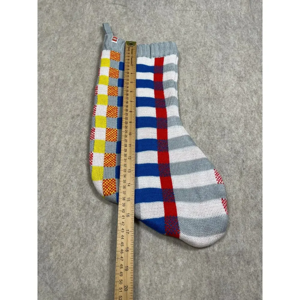 Lego Collection x Target Knitted Plaid/Stripes Christmas Stockings Multicolor